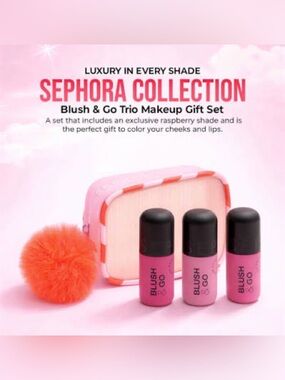 Sephora Blush & Go Trio Set + Mini Pouch Limited Edition BNIB